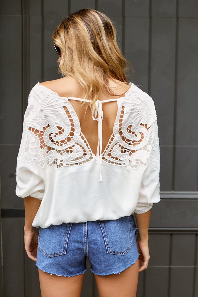SALE - Echo Lace Detail Blouse - fab'rik