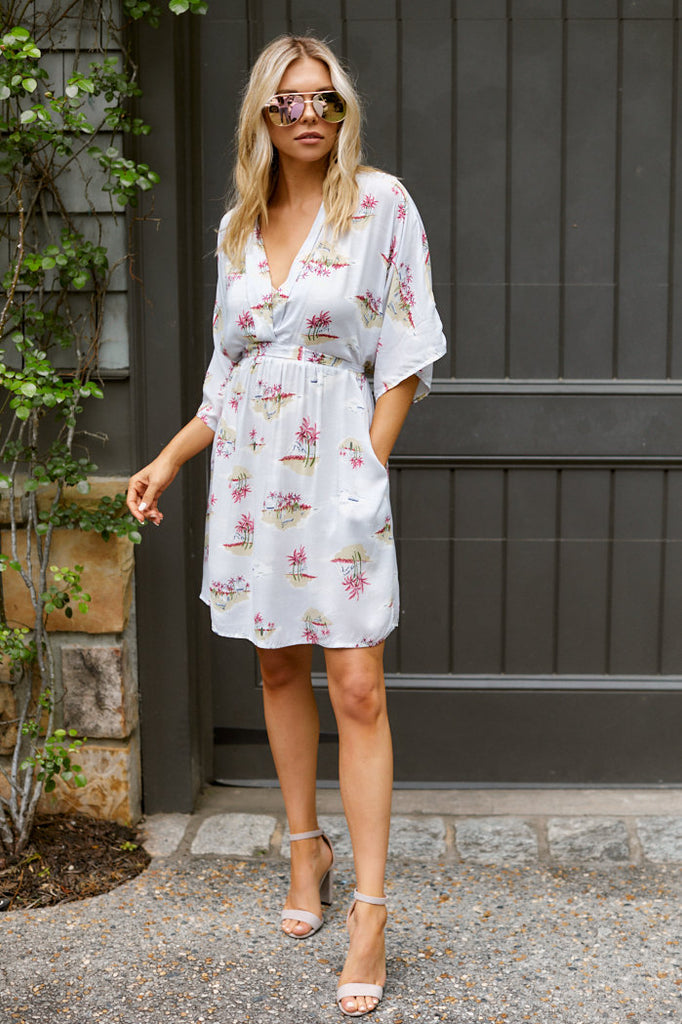 SALE - August Printed V Neck Dress - fab'rik