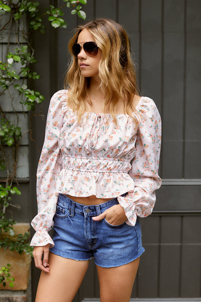 Carter Blush Floral Print Top - fab'rik