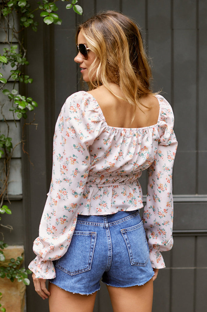 Carter Blush Floral Print Top - fab'rik