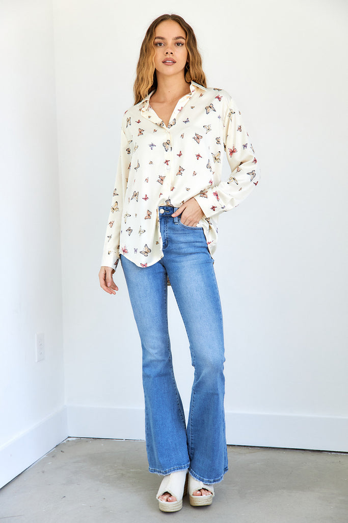 Athena Button Front Butterfly Blouse - fab'rik