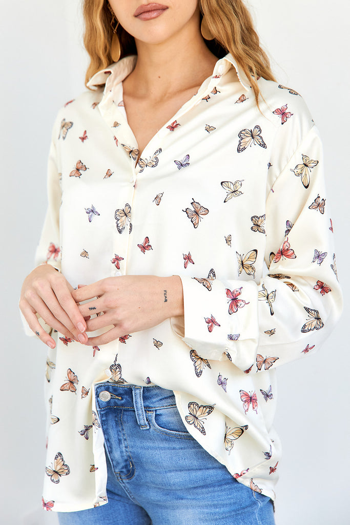 Athena Button Front Butterfly Blouse - fab'rik