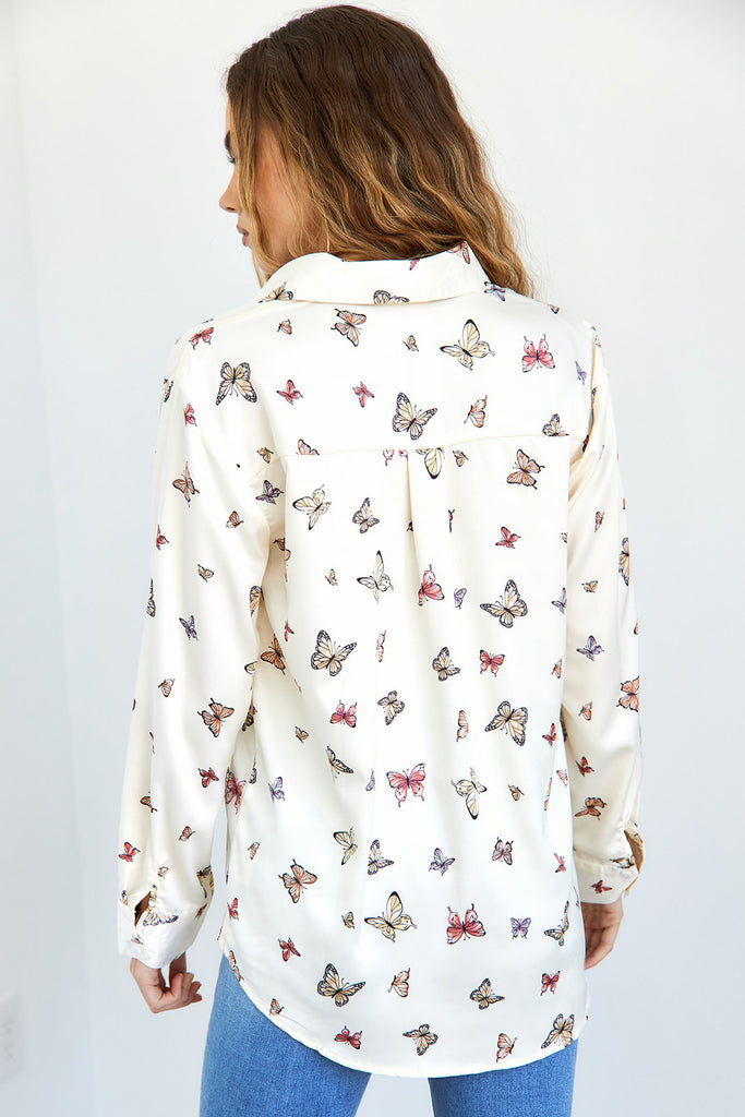 Athena Button Front Butterfly Blouse - fab'rik