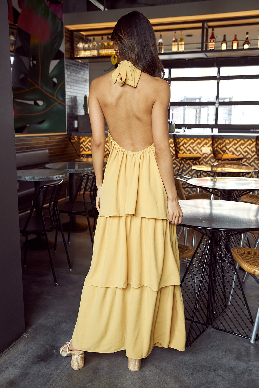 Arlo Halter Neck Tiered Maxi Dress - fab'rik