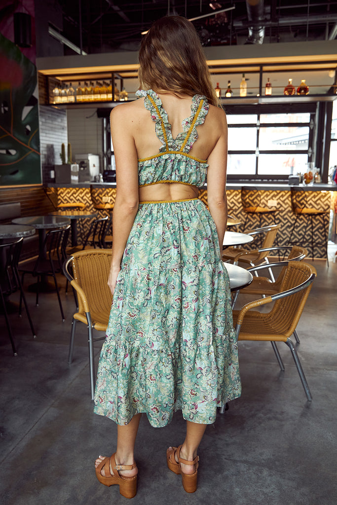 Cali Cut Out Floral Midi Dress - fab'rik