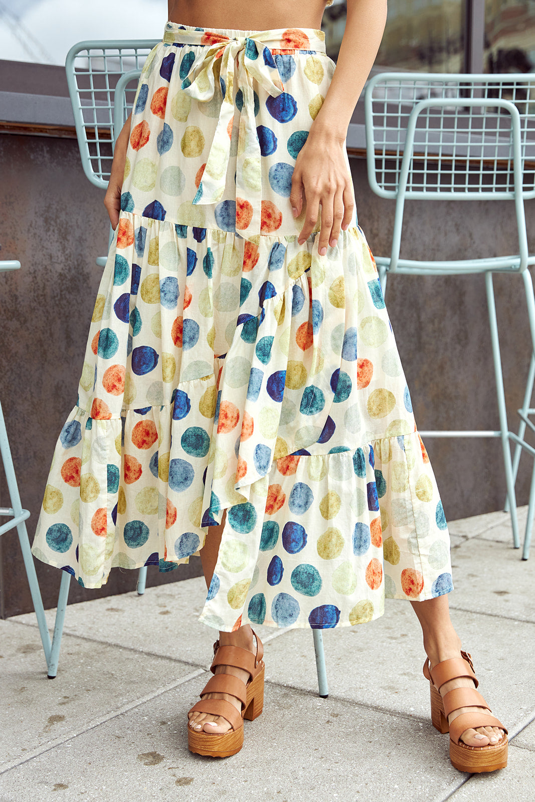 Andi Polka Dot Wrap Midi Skirt - fab'rik