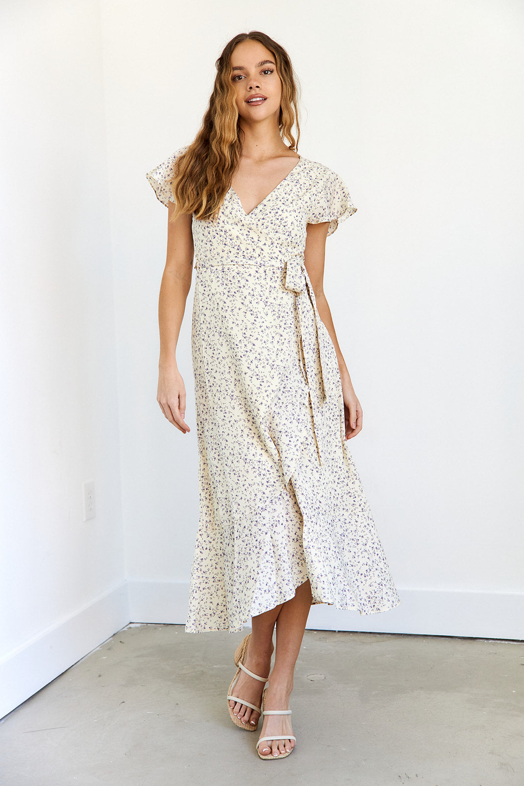 Sutton Printed Side Tie Midi Dress - fab'rik