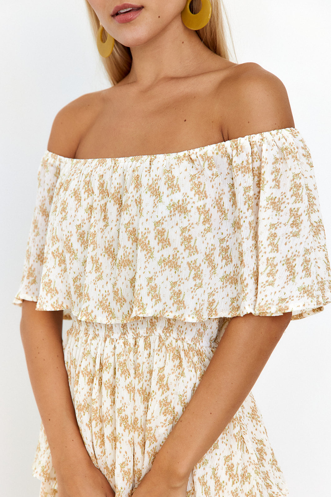 Maxine Tiered Off The Shoulder Midi Dress - fab'rik