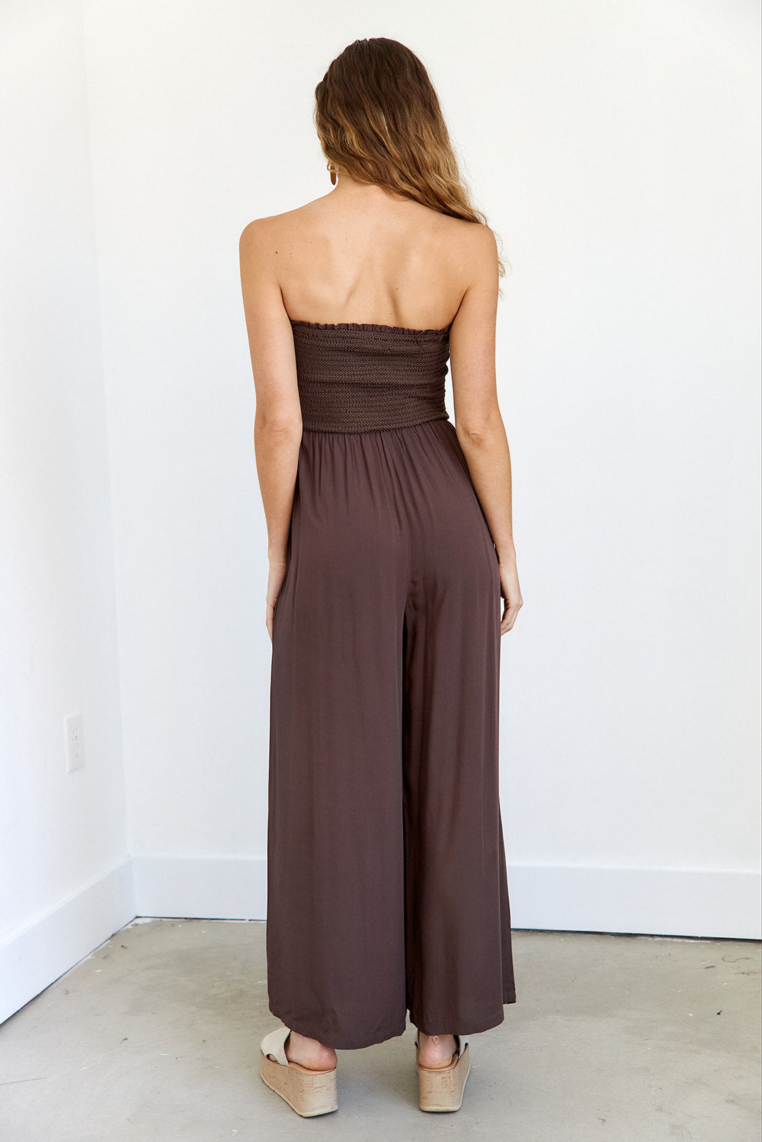 Ivy Front Tie Smocked Jumpsuit - fab'rik