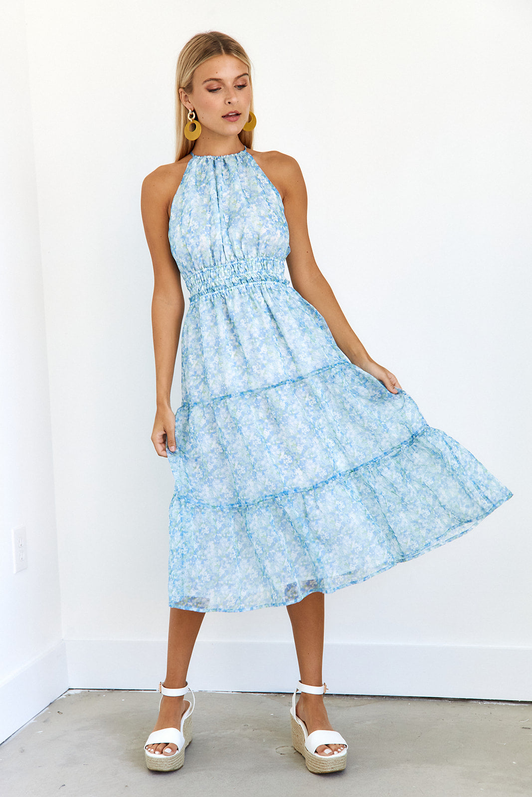 Sophie Tiered Floral Midi Dress - fab'rik