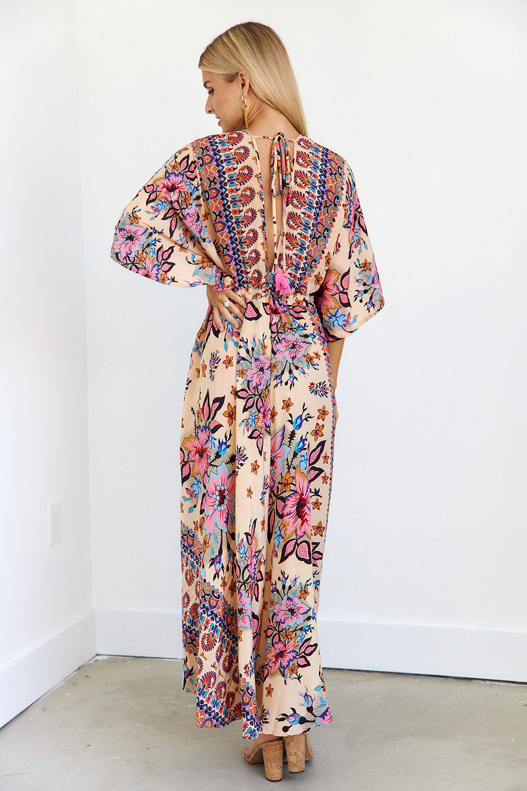Gomez Floral Kimono Sleeve Maxi Dress - fab'rik