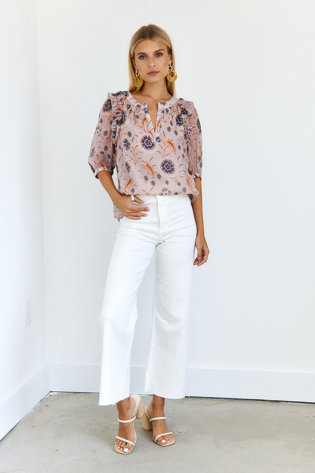 Mina Ruffle Detail Floral Blouse - fab'rik