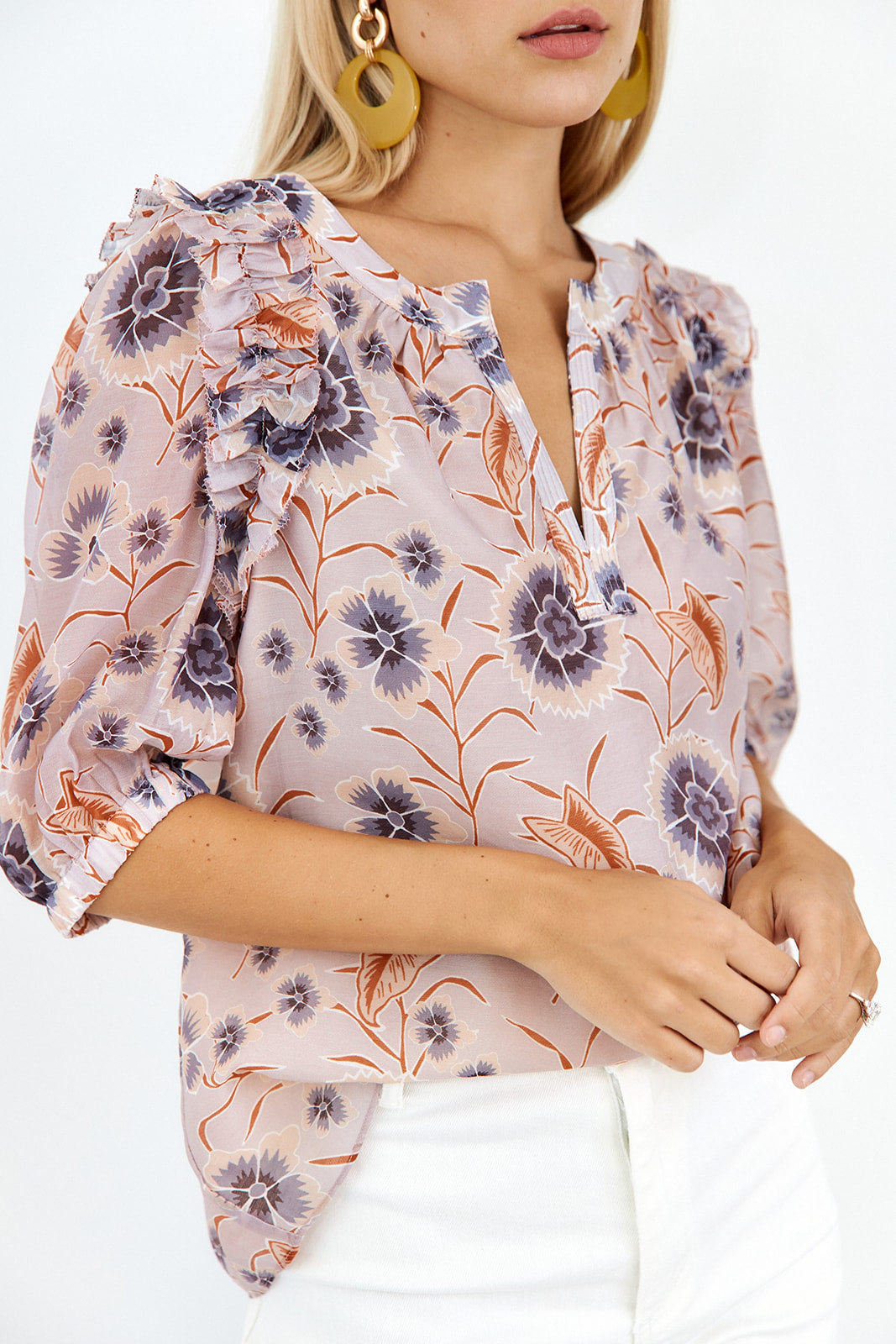 Mina Ruffle Detail Floral Blouse - fab'rik