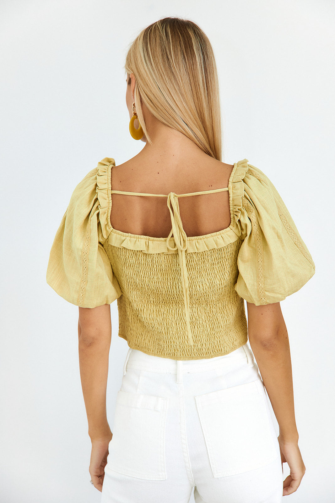 Ophelia Linen Puff Sleeve Top - fab'rik
