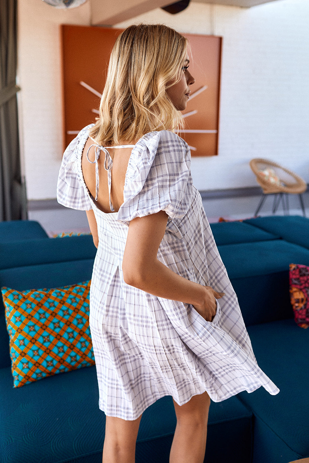 Maggi Puff Sleeve Plaid Dress - fab'rik