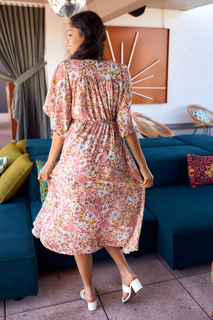 SALE - Tuscany Floral Kimono Sleeve Maxi Dress - fab'rik
