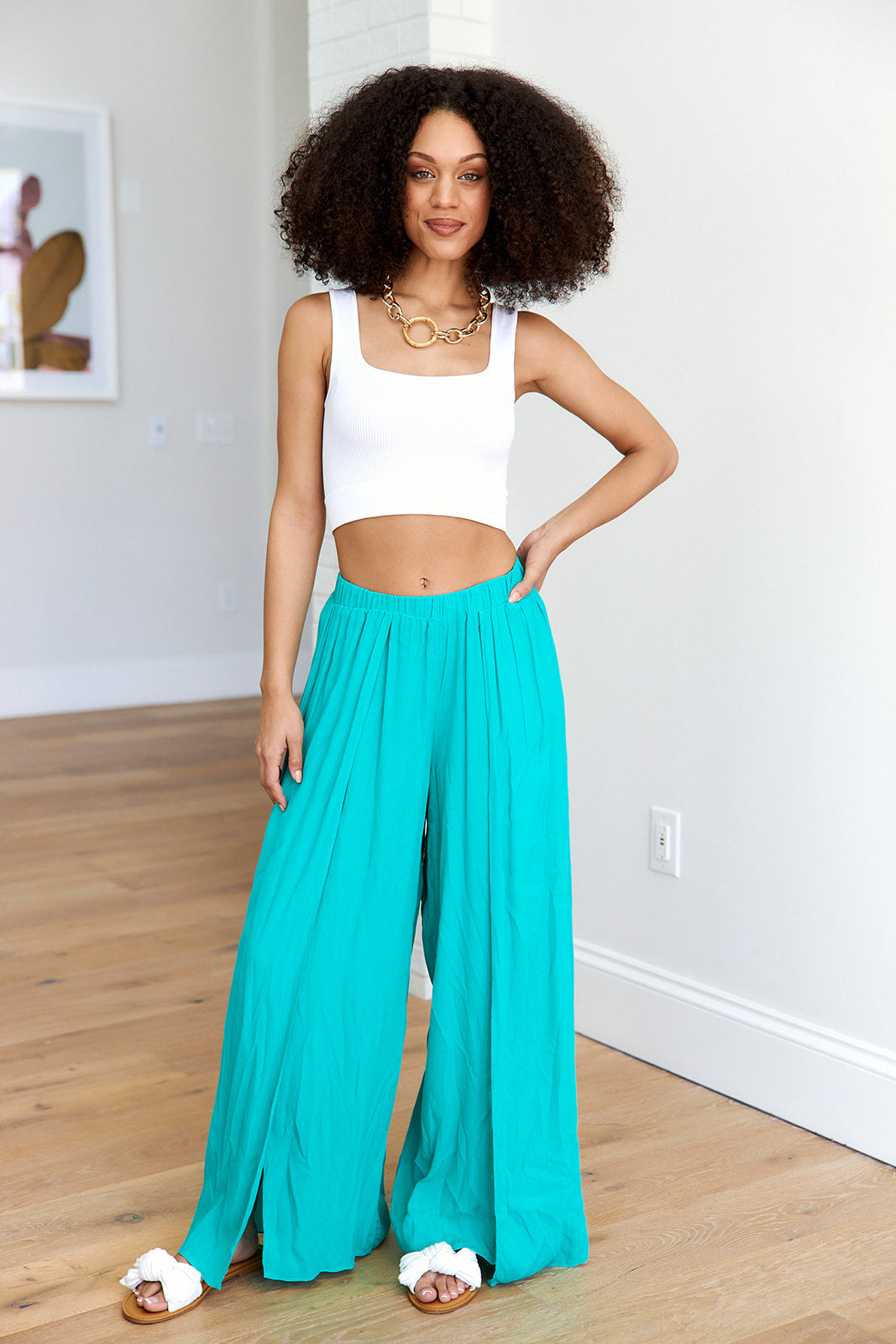 Jayce Wide Leg Front Slit Pants - fab'rik