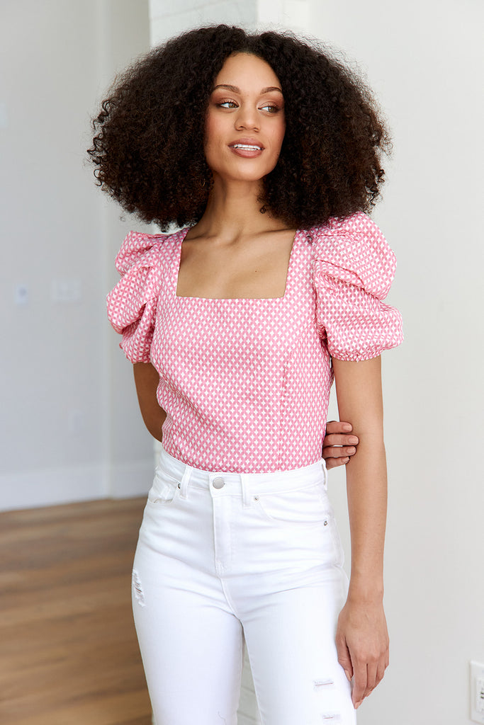 Zoie Printed Puff Sleeve Bodysuit - fab'rik