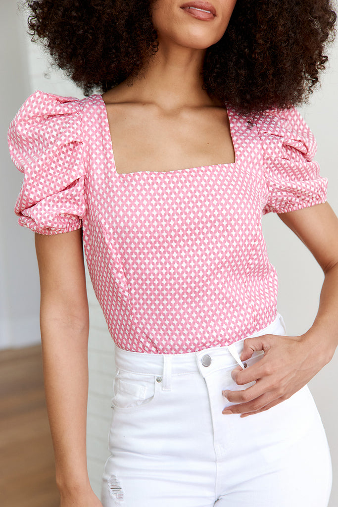 Zoie Printed Puff Sleeve Bodysuit - fab'rik