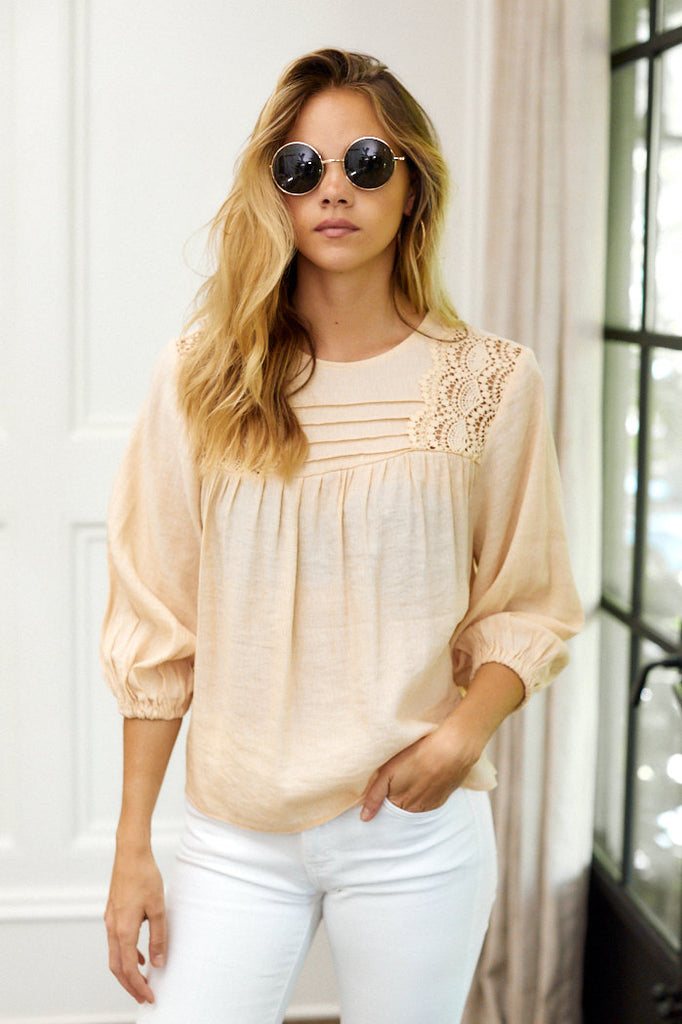Remi Lace Detail Puff Sleeve Blouse - fab'rik