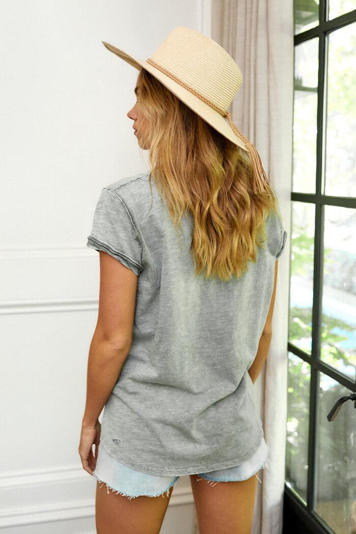Avery Distressed V Neck Tee - fab'rik