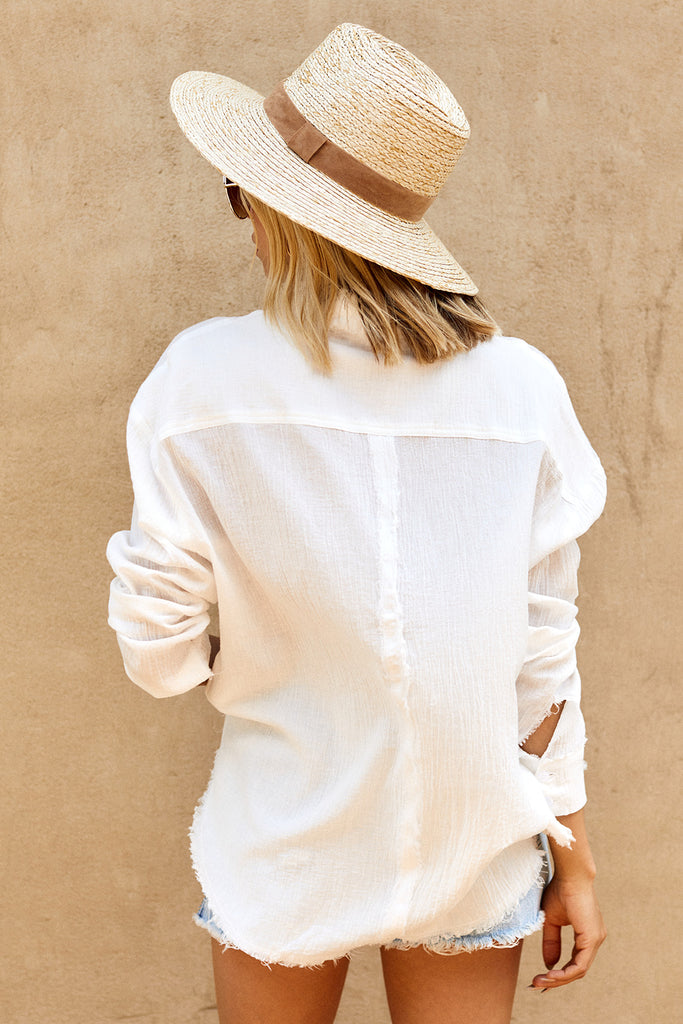 Dorsey Raw Edge Button Front Blouse - fab'rik