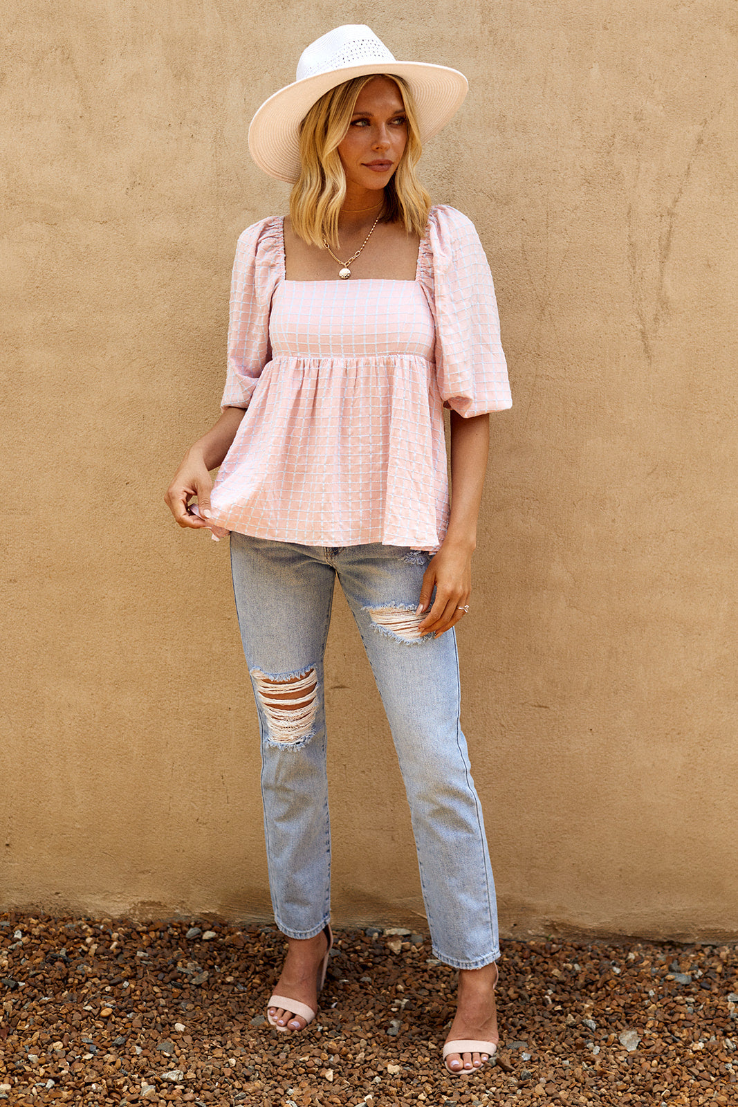 SALE - Leonor Gingham Puff Sleeve Blouse - fab'rik