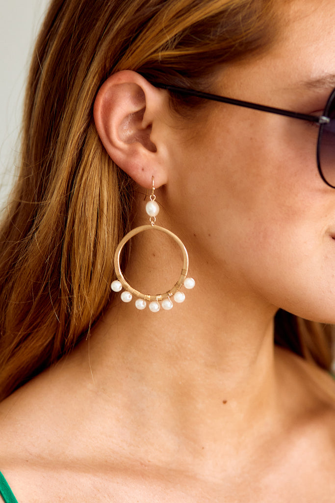 Leighton Pearl Detail Circle Earrings - fab'rik