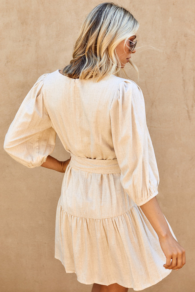 Lirio Belted Puff Sleeve Dress - fab'rik