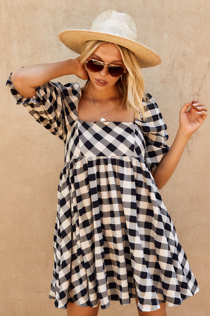 SALE - Leightyn Puff Sleeve Dress - fab'rik