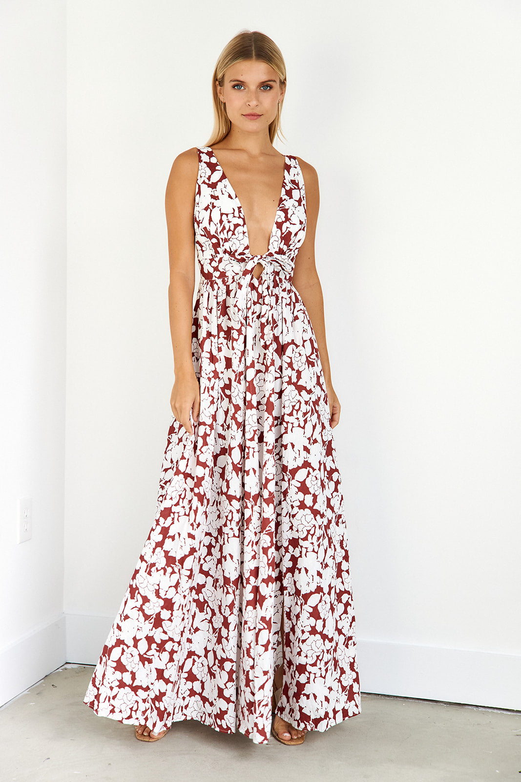 Aston Tie Front Floral Maxi Dress - fab'rik