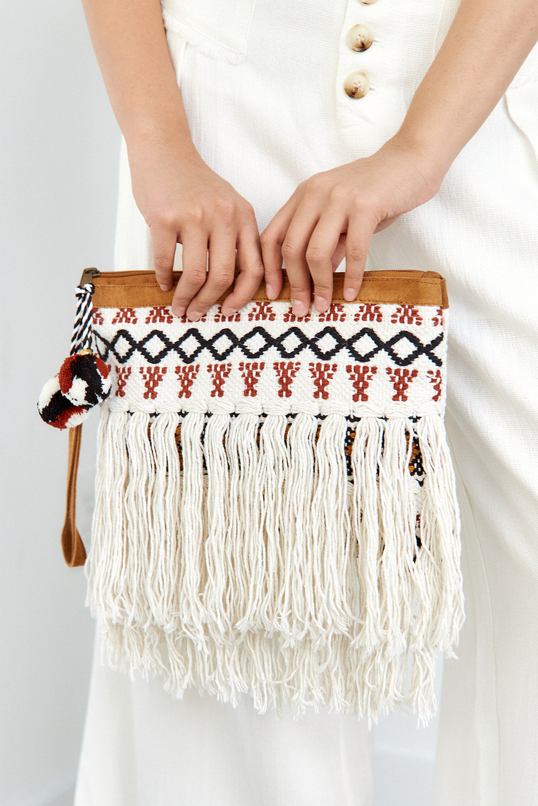 Moxlan Embroidered Stripe Clutch - fab'rik