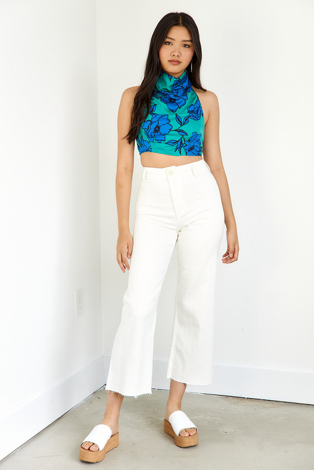 Emery Floral Halter Crop Top - fab'rik