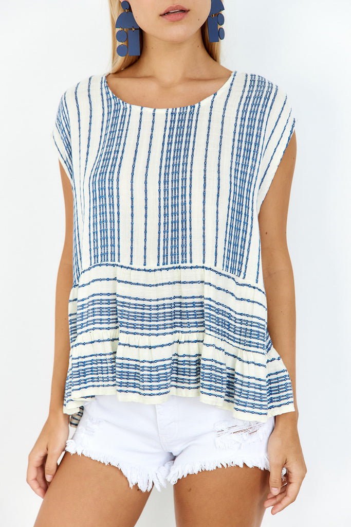 Rohan Striped Short Sleeve Top - fab'rik
