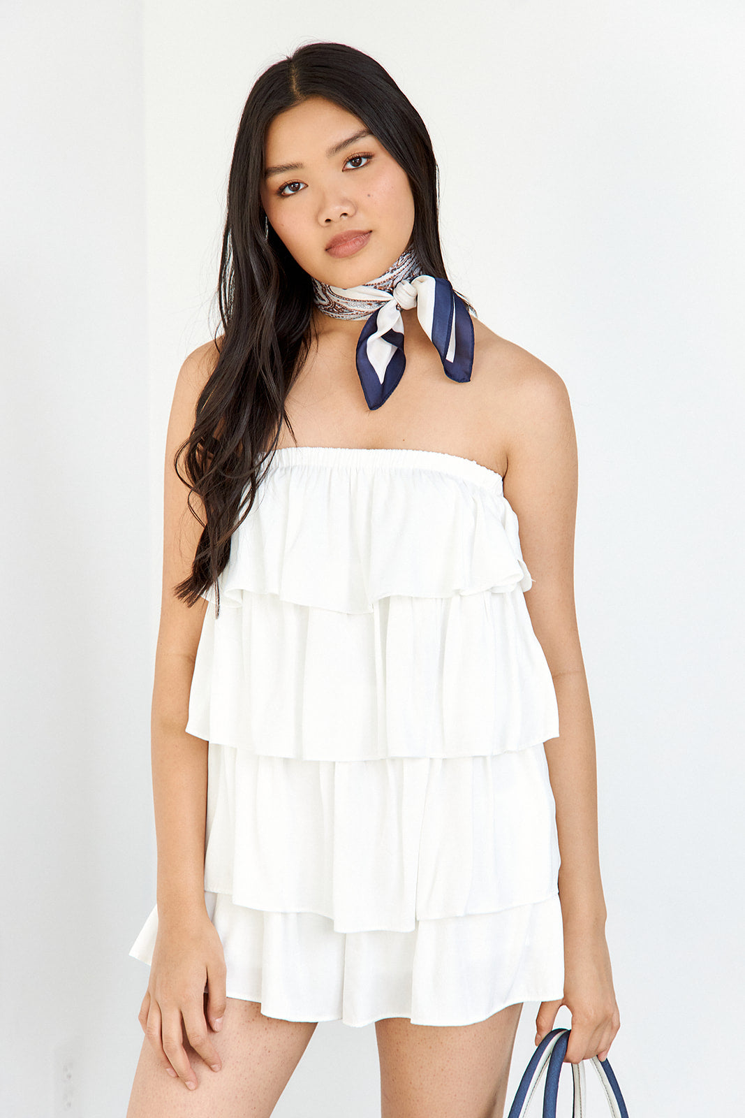 Lennox Ruffled Layered Off The Shoulder Romper - fab'rik