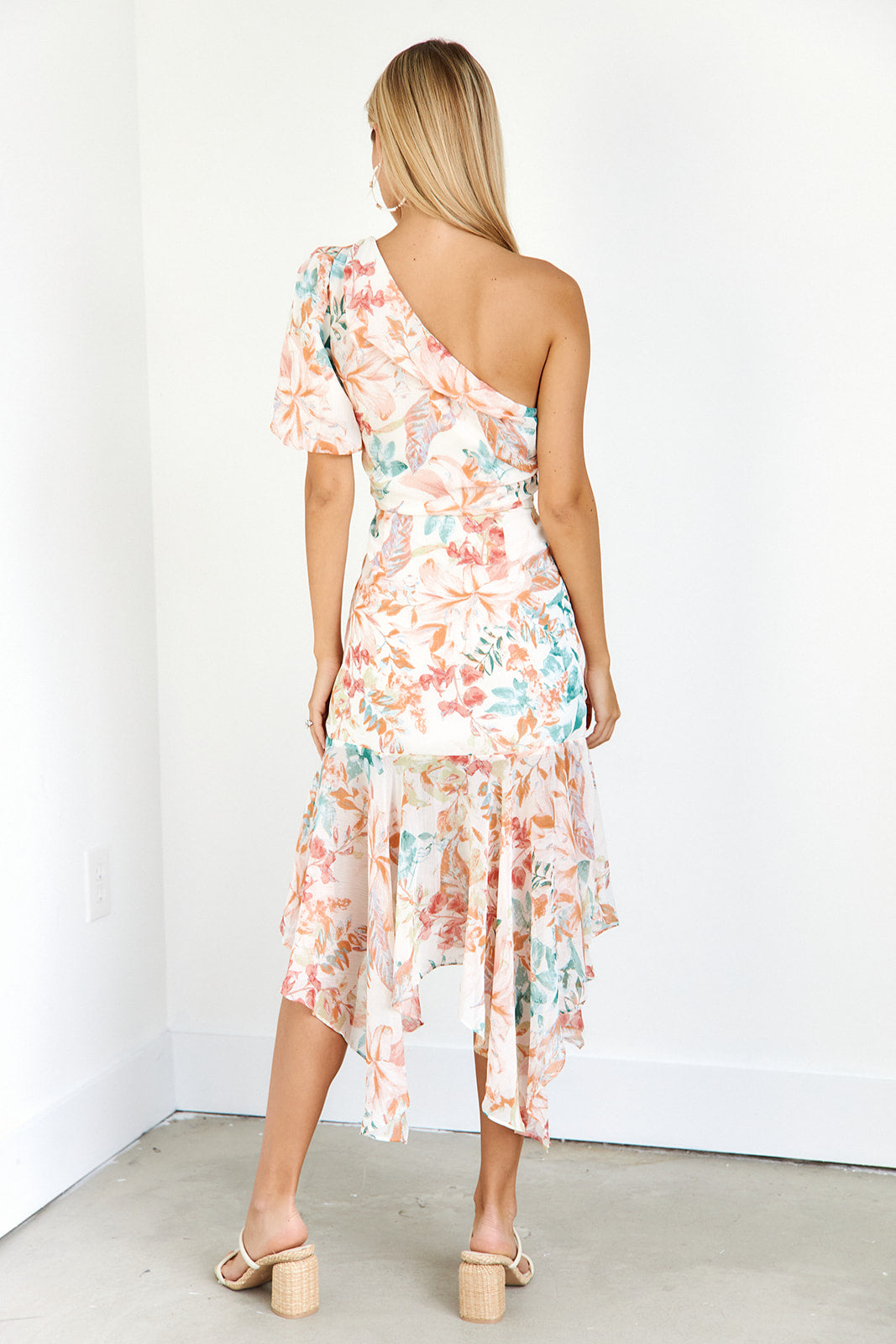 Stanton Floral One Shoulder Midi Dress - fab'rik
