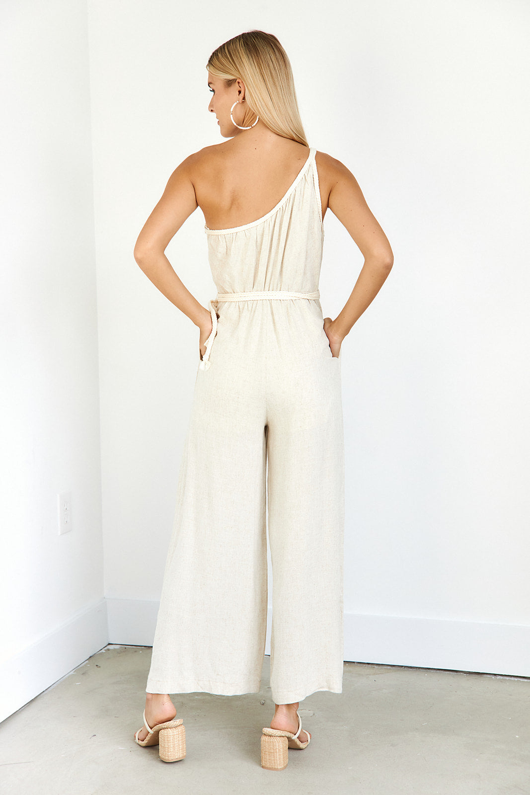 Anya Belted One Shoulder Jumpsuit - fab'rik