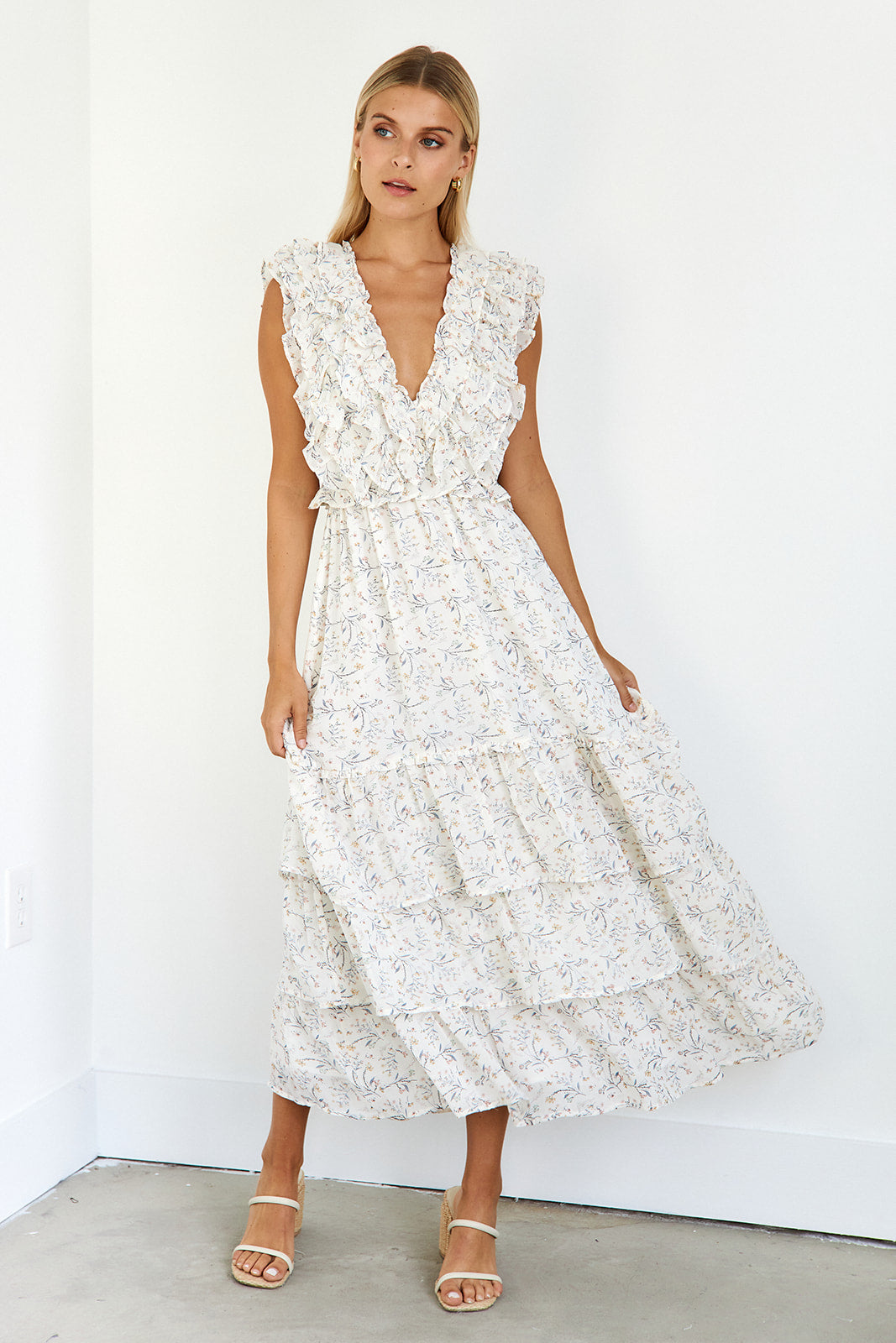Reyes Floral Ruffled Maxi Dress - fab'rik