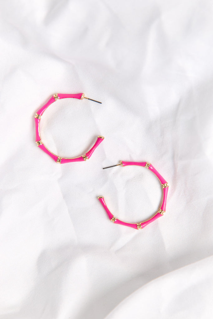 Ryann Bamboo Shape Hoop Earrings - fab'rik