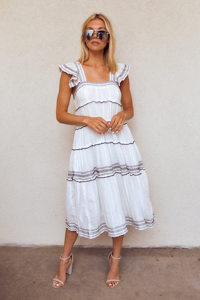Moxy Short Sleeve Tiered Midi Dress - fab'rik