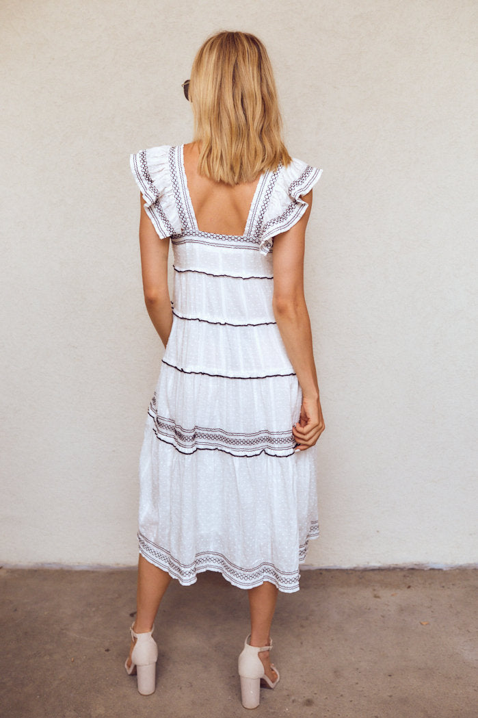 Moxy Short Sleeve Tiered Midi Dress - fab'rik