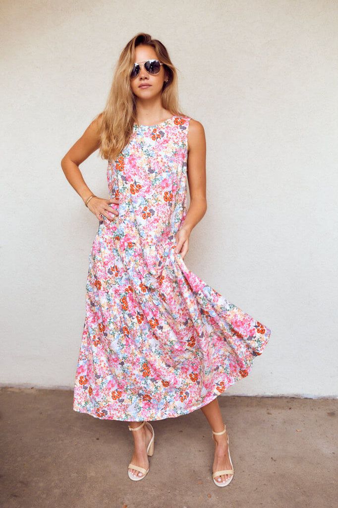 SALE - Harley Floral Print Sleeveless Maxi Dress - fab'rik