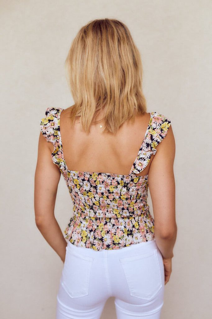 Huxley Floral Print Smocked Crop Top - fab'rik