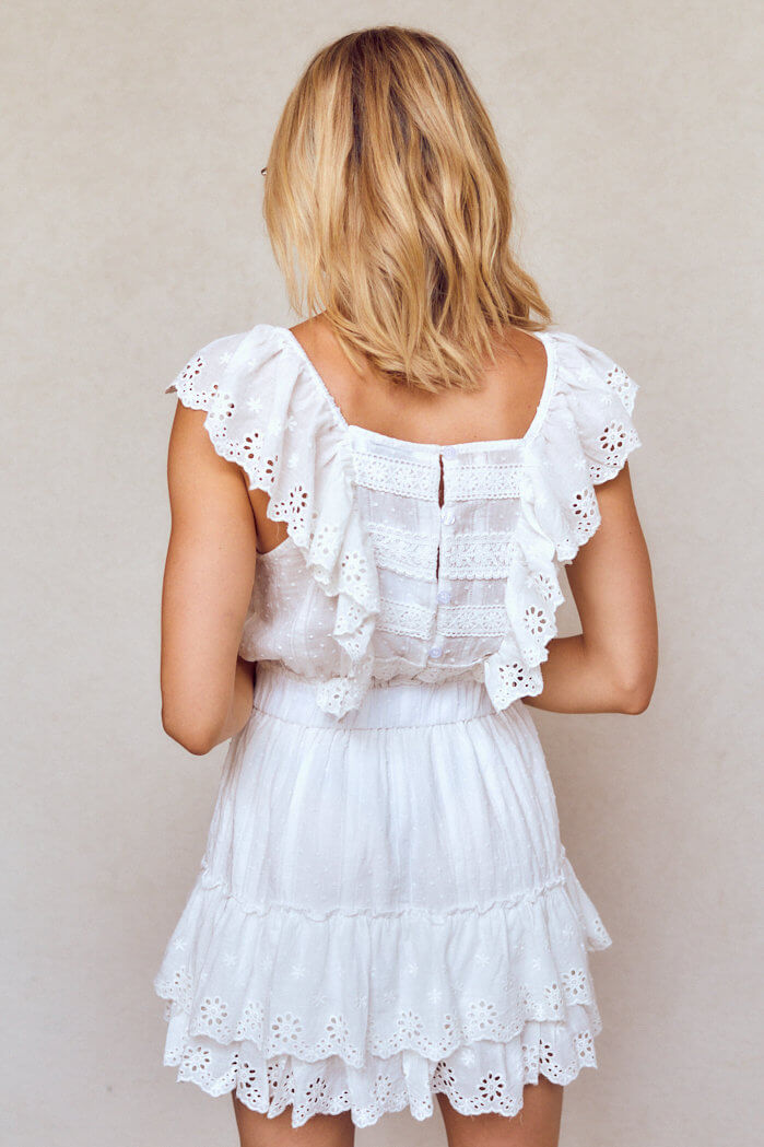 Lovelyn Eyelet Ruffle Mini Dress - fab'rik