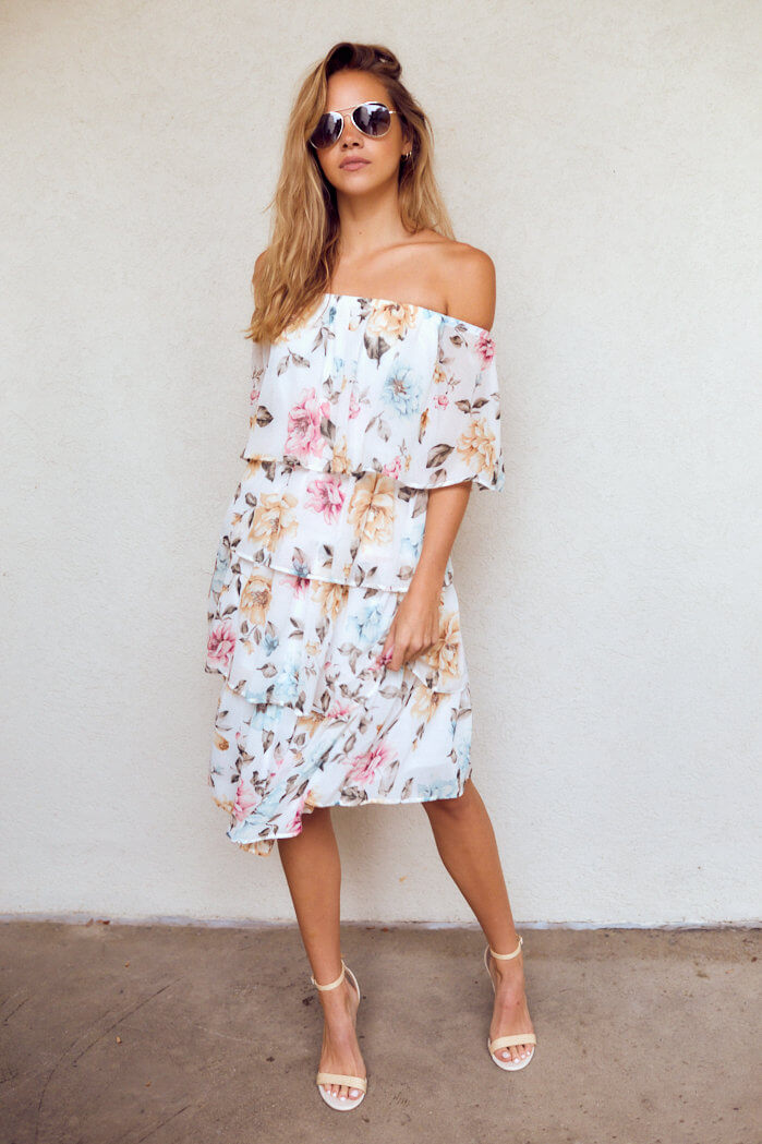 SALE - Eliza Tiered Floral Midi Dress - fab'rik