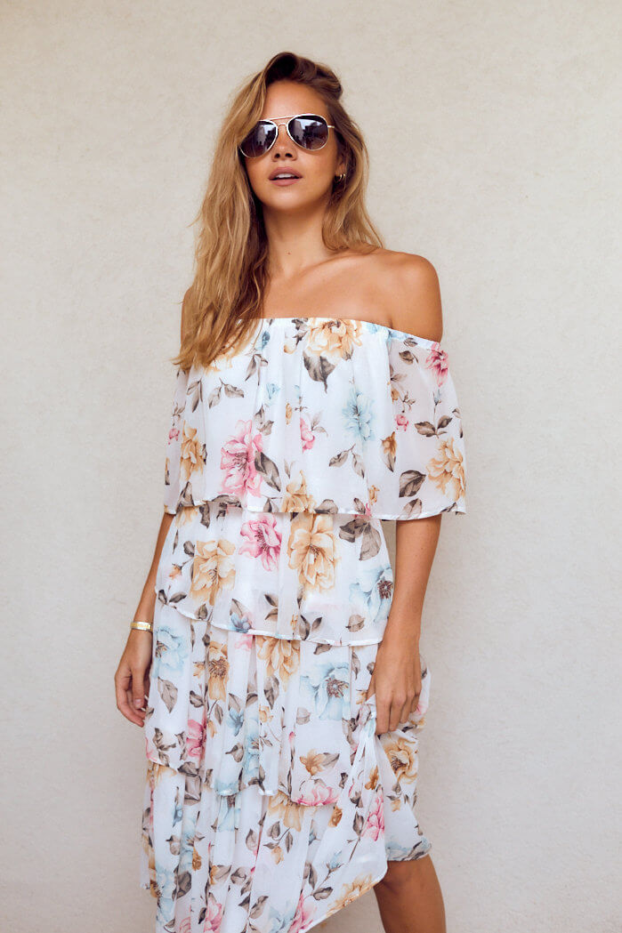 SALE - Eliza Tiered Floral Midi Dress - fab'rik