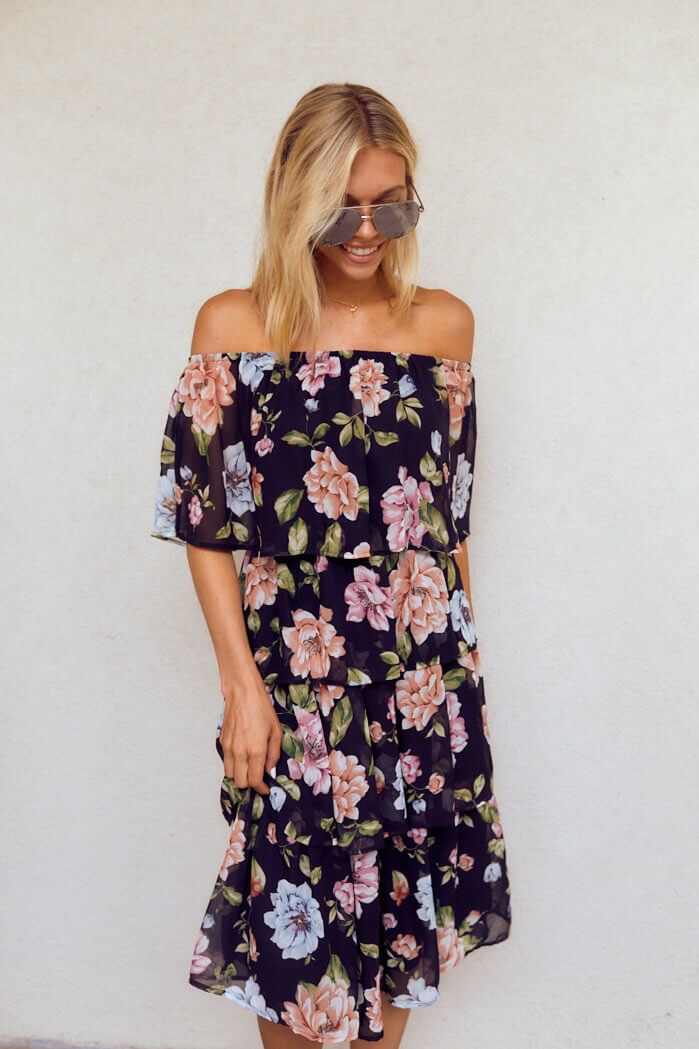 SALE - Eliza Tiered Floral Midi Dress - fab'rik
