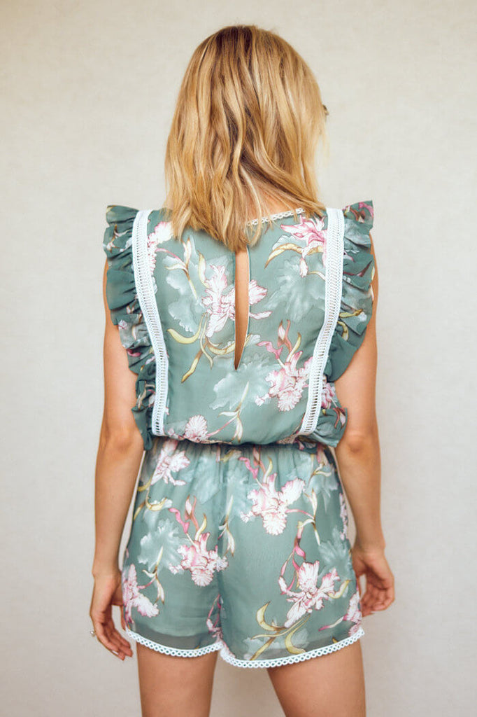 SALE - Serena Ruffle Drawstring Romper - fab'rik