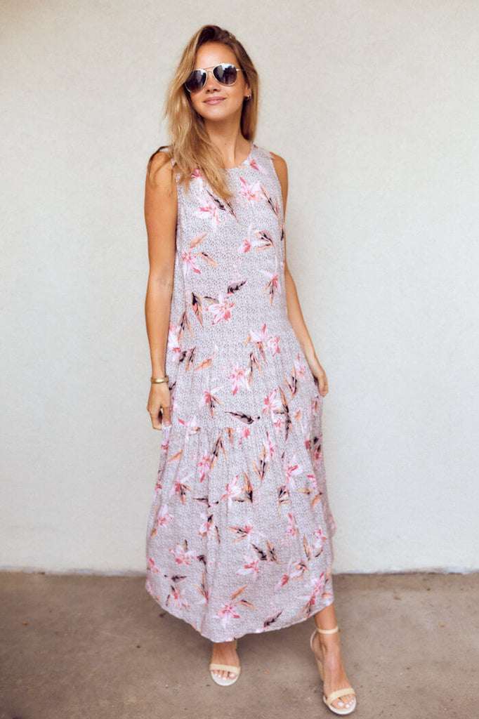 SALE - Harley Floral Print Sleeveless Maxi Dress - fab'rik