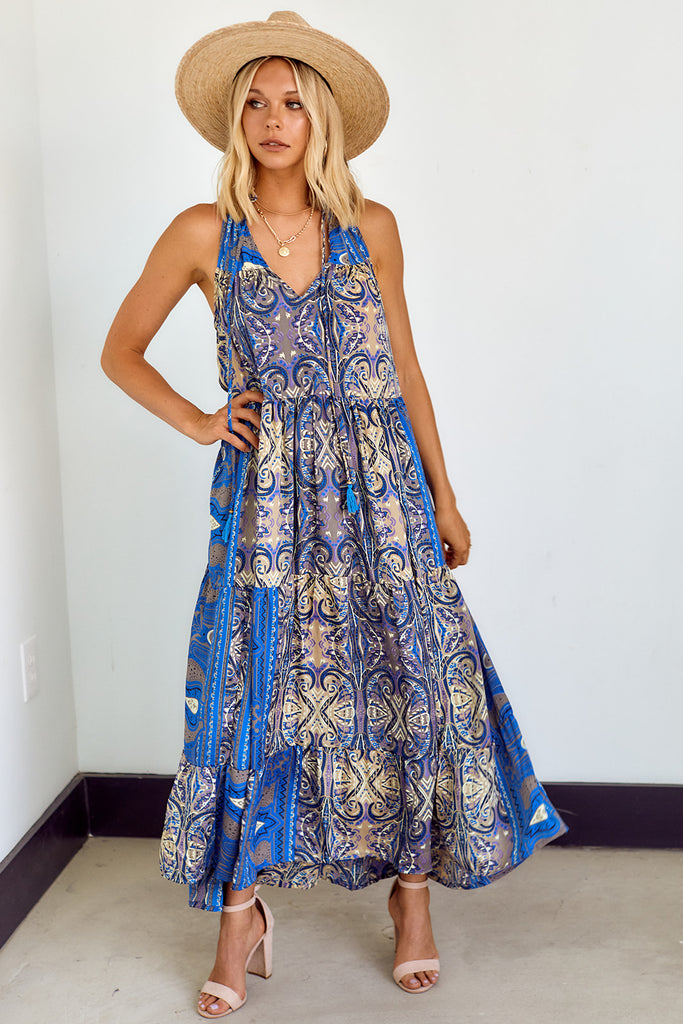 SALE - Asbie Paisley Tiered Maxi Dress - fab'rik
